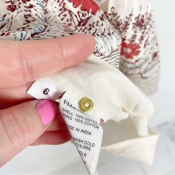 Ulla Johnson Marigold Floral Long Sleeve Tassel Mini Dress Cotton White Red - Picture 9 of 9